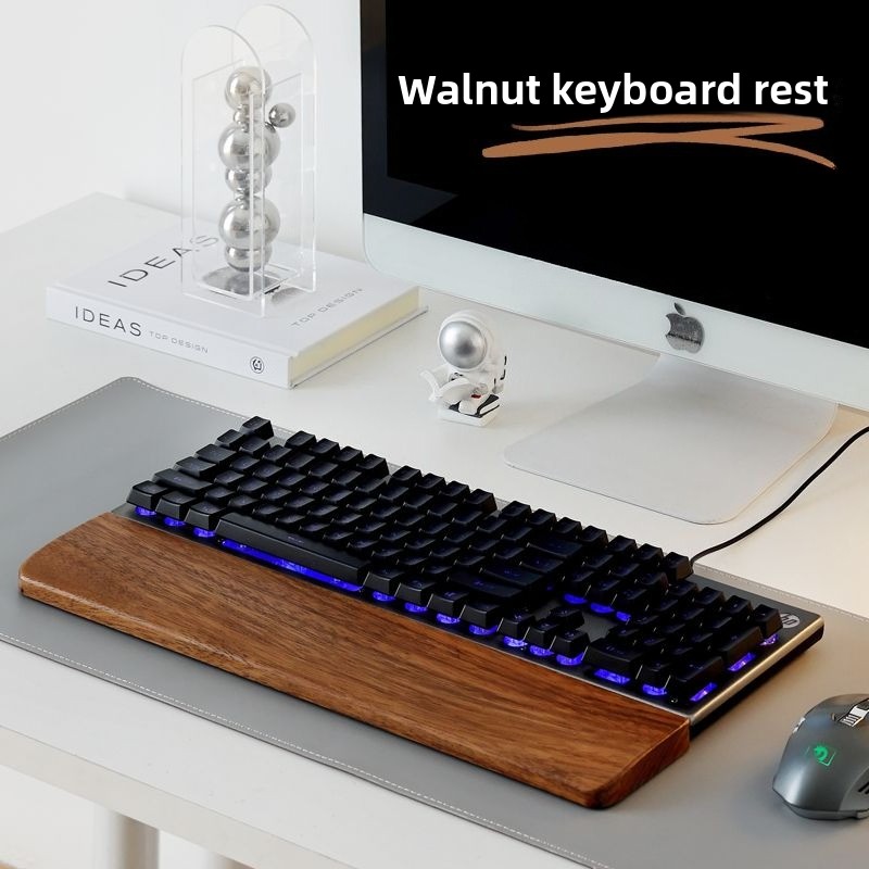 Gaming Keyboard He - Masif Ahşap Klavye Bilek Desteği Mouse