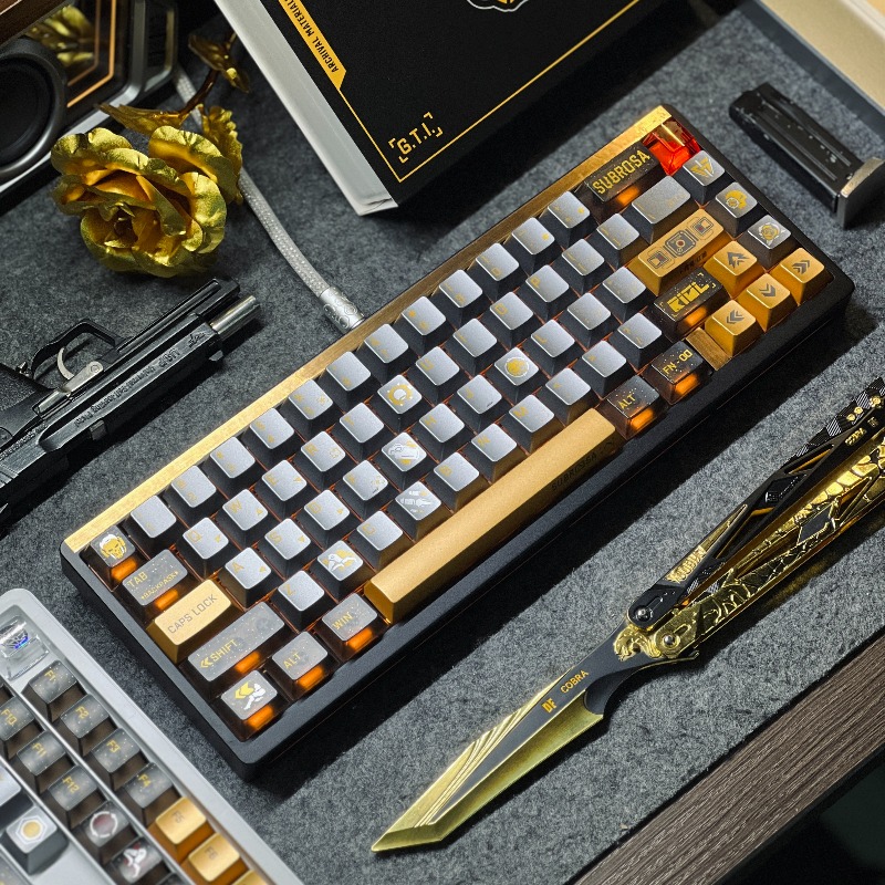 Gaming Keyboard Theme - Altın Gül Tema Klavye Tuşları Seti