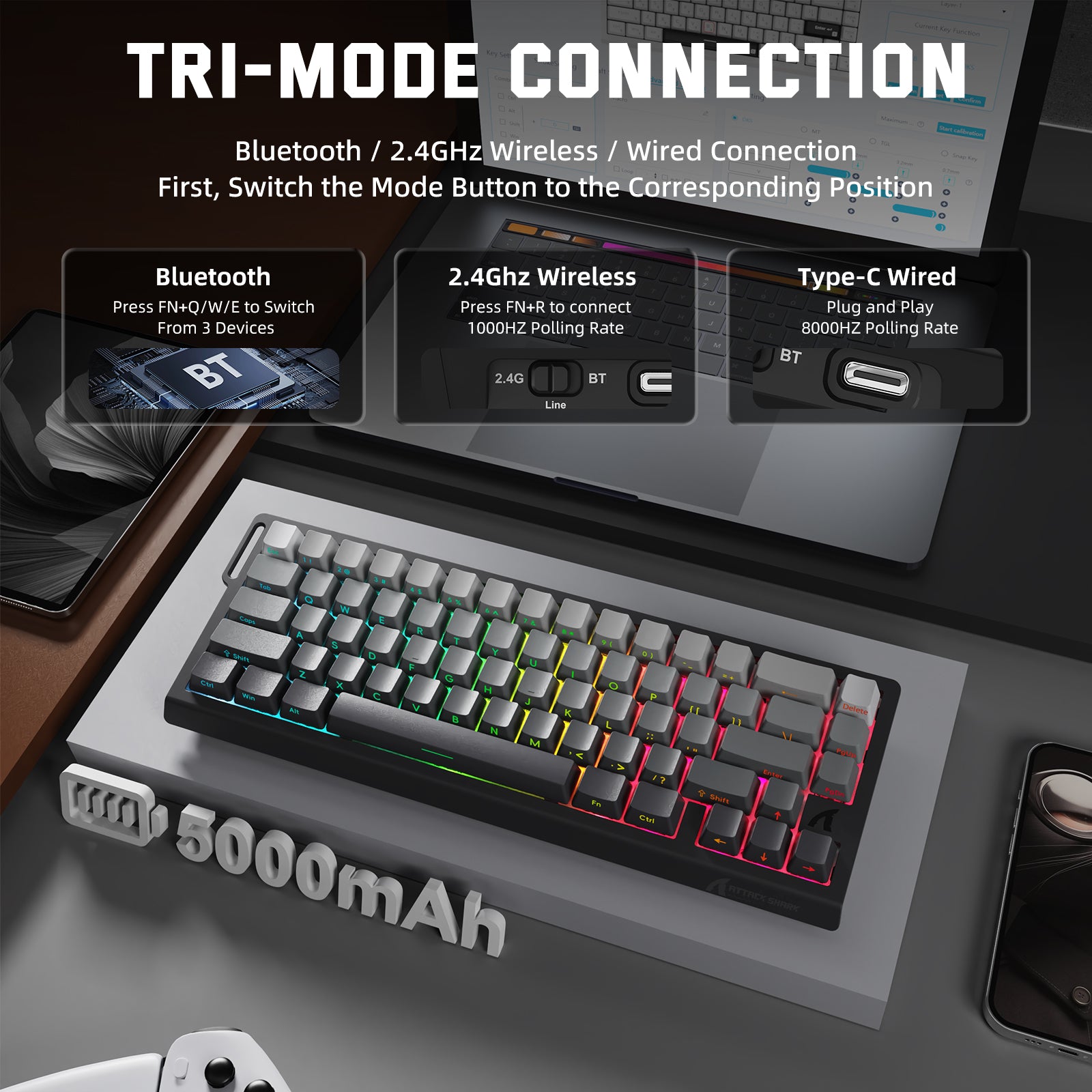 ATTACK SHARK X68 PRO X68PRO HE - Gaming Keyboard Magnetic Switches incelemesi ve fiyatı