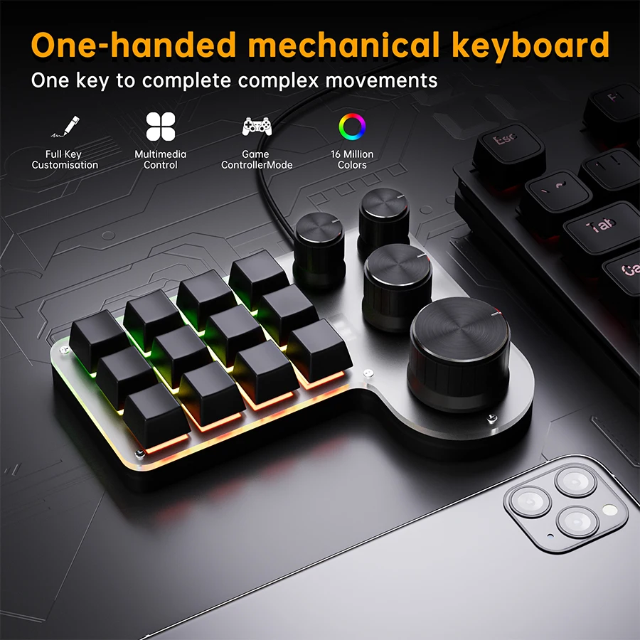 12 Tuş 4 Düğme Programlama Mak - Gaming Keyboard Mini Mechanical incelemesi ve fiyatı