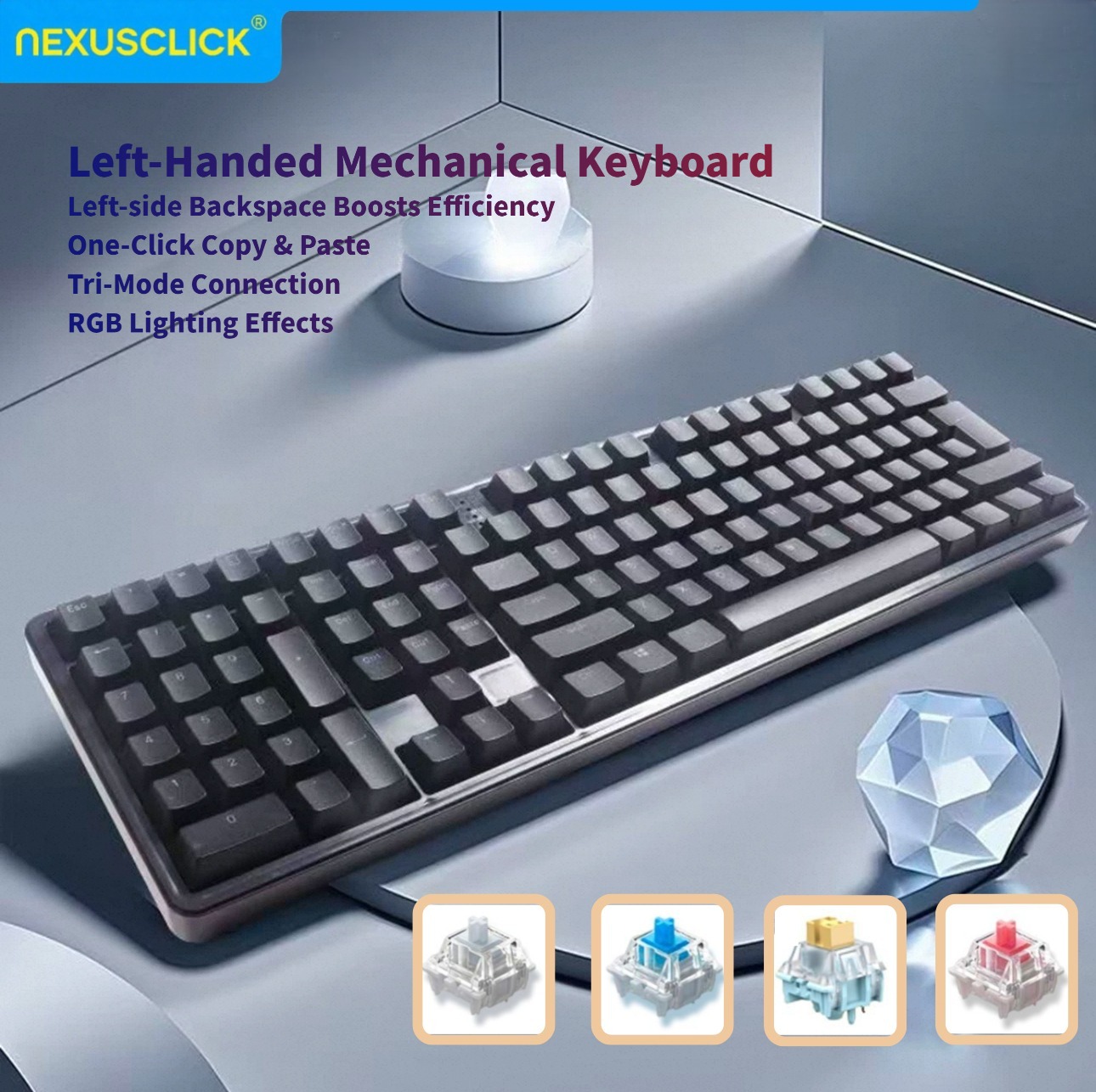 NexusClick Ergonomik Sol El Ku - Gaming Keyboard No Number Pad incelemesi ve fiyatı